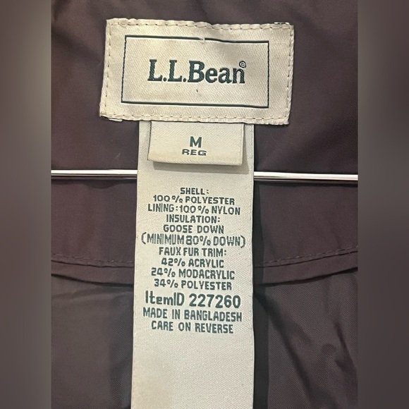 LL Bean Women M Long Goose Down Parka Brown Winter Cold Weather Jacket NO Hood - Picture 7 of 13